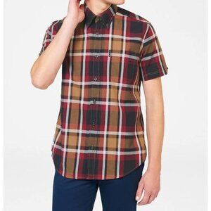 NEW BEN SHERMAN block check short sleeve shirt in red